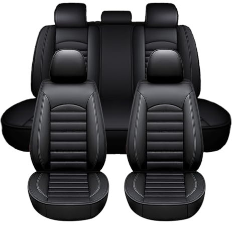 Chifeng Full Set Of 5 Car Seat Covers,Fits For Citroen C3 C3 Aircross C3 Picasso C4 C4 Cactus C6 DS4 DS5,Universal Leatherette Car Seat Covers - Durable, Waterproof, Breathable Covers (Black)