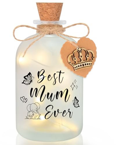 NEUFOOD Gifts for Mum,Birthday Gifts for Mum,Presents for Mum from Kids,LED Bottle Decorative Light with Saying Best Mum Ever,Christmas Presents for Mum Retirement Gifts for Mum