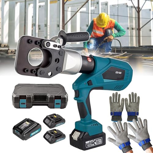 forplubossmmp Electric Hydraulic Crimping Pliers with Battery, Hydraulic Cable Lug Crimper with Charger, Hydraulic Crimping Tool Clamp with Toolbox, Pro Stamping Tool Kit with LED Lighting