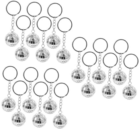 Cabilock 18 Stk Disco-Kugel-Schlüsselanhänger Partyartikel der 70er Partygeschenke der 1970er Jahre Mini Spiegelkugel Schlüsselanhänger Diskokugel Schlüsselringe