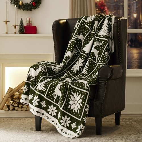 R.SHARE Weihnachtsdecke, Kuscheldecke Flauschig 175×125cm, Weich und Warm Sofaüberwurf, Oeko-Tex zertifizierte Decke, Wohnzimmerdecke Couchdecke- Grün