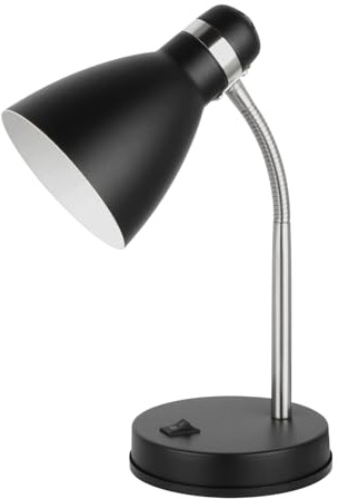 LED Universum Tischleuchte Jasmin für LED E27 Leuchtmittel max. 40W (nicht enthalten) Leselampe Kinderzimmerlampe Schreibtischlampe Metall 1,5m Anschlusskabel verstellbar (Schwarz, 1 Stück)