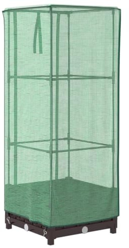 vidaXL Hochbeet mit Gewächshaus-Aufsatz Rattan-Optik 40x40x123 cm