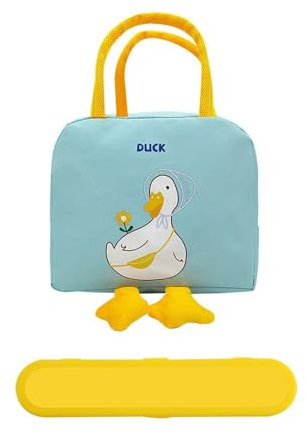 1 Bento-Tasche Und 1 Besteck-Aufbewahrungsbox, Thermotasche Mit Großem Fassungsvermögen, Tragbare Lunchbox-Tasche, Süße Lunchbox-Tasche, Besteckbox Aus Kunststoff