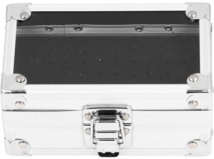 Tissting Nail Drill Bits Holder, 50 Holes Aluminium Nail Bits Storage Box Efile Displayer Display Storage Box Cleaner Manicure Tools Silver