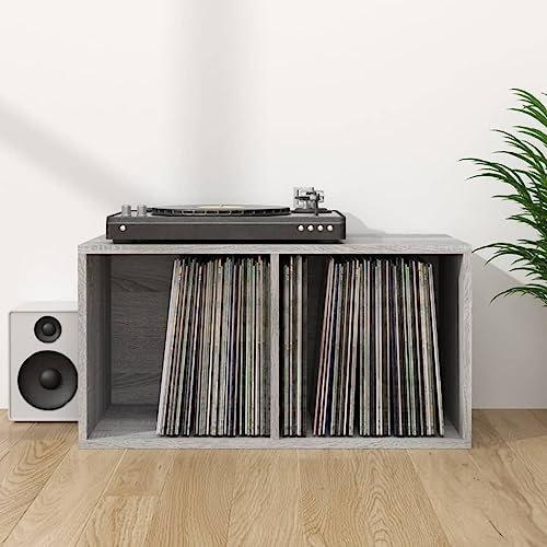 Myheimly Schallplatten-Box Grau Sonoma 71x34x36cm Holzwerkstoff