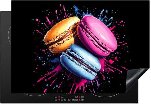 KitchenYeah© Copri Piano Induzione 77x51 cm Cucina Coprifornelli Copertura Protezione Cottura Tutto per la Cucina Amaretti - Dessert - Graffiti - Colore - Rosa - Blu - Giallo