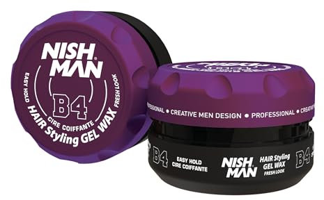 NISHMAN Aqua Gel-Wachs für Männer B4 – Fresh Look 150g – Frischer Duft – Natürlicher Glanz-Look – Ultra Starker Halt – Langanhaltende Kontrolle und Definition