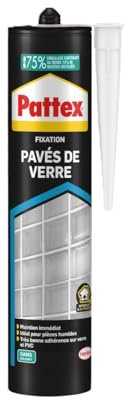 Pattex Colle Fixation Pavés de Verre (cartouche 470 g) – Colle de fixation résistante – Colle multi-usages pour divers matériaux