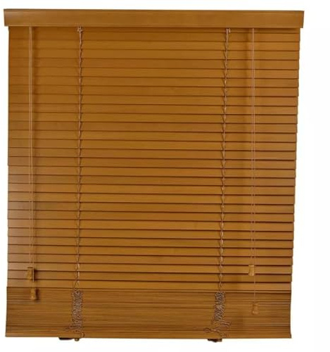 URBNLIVING Real Wood Venetian Blinds, Horizontal Wooden Slats with Privacy Valance & Cord Tilt Control, Pull Cord, Premium Timber Window Shades for Home or Office, Custom Sizes & Colours Available