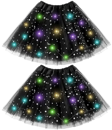 2 PCS LED Tutu Damen, 40 cm LED Tutu, Tutus-Rock, Tutus Mit L-E-D Damen, L-E-D Rock, Leuchtender Rocks, Geeignet Für Halloween, Raves, Ballett Und Maskenbälle