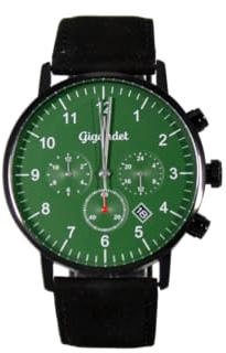 Gigandet Armbanduhr Herren Edelstahl Lederband Grün Schwarz G21-010