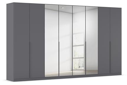 Rauch Möbel Alabama, Kleiderschrank, Farbe Grau metallic, Breite 360 cm | Schrank, 8-türig, mit Spiegel, Zubehör Basic, für Schlafzimmer, Kinderzimmer, Ankleidezimmer, Garderobe, Flur