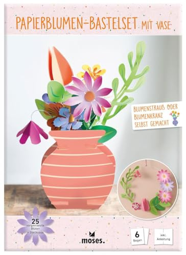 moses. Papierblumen Bastelset mit Vase – kreative Papierblumen basteln, frühlingshafte Deko selber machen, DIY-Set, Geschenk für Frauen
