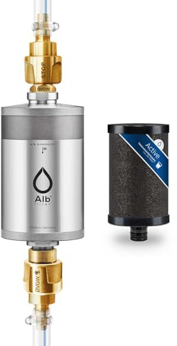 Alb Filter TRAVEL ACTIVE Einbaufilter Camping Edelstahl Natur + PROTECT | Reduziert Schadstoffe, Chlor & Geschmack, Festeinbau-Filter für Wohnmobil, Camper & Boot, Made in Germany