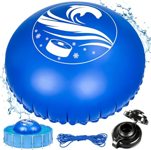 Totiro Poolkissen Winter rund Ø 3,6 m für Aufstellpools, Pool-Luftkissen | Winterkissen für die Poolabdeckung aus 0,6 mm PVC mit Doppelnaht, kältebeständig, aufblasbar, mit Seil zum Eisdruckausgleich