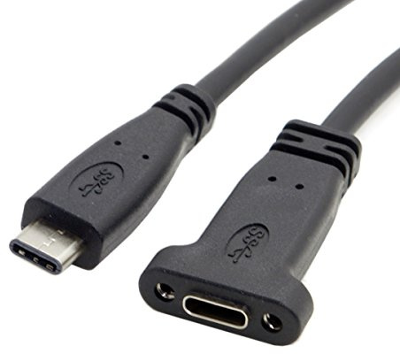 cablecc USB-C USB 3.1 Type C Male to Female Extension Data Cable with Panel Mount Screw Hole