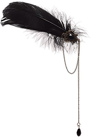 GRACEART Steampunk Équipement Plumes Pince à cheveux (Noir)
