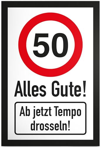 DankeDir! 50 Tempo Drosseln Schild - Alles Gute Geschenk 50. Geburtstag Geschenkidee Geburtstagsgeschenk Fünzigsten Geburtstagsdeko Partydeko Party Zubehör Geburtstagskarte