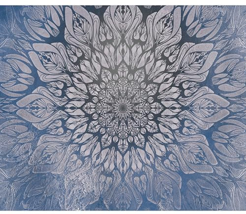 decomonkey Fototapete Mandala Modern 300x210 cm XL Tapete Wandbild Bild Fototapeten Tapeten Wandtapete Orient Zen Ornament blau