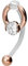 PIERCINGLINE PMFK Bananabell + Chirurgenstahl Design RING + 5 mm KRISTALL Piercing Intimbereich Bauch Roségoldfarben