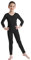ranrann Kinder Mädchen Jungen Gymnastikanzug Langarm Body Bodysuit Overall Sport Ballett Trikot Tanz Leotard Ganzkörperanzug Einteiler Ballettanzug Turnanzug Schwarz 110-116/5-6 Jahre