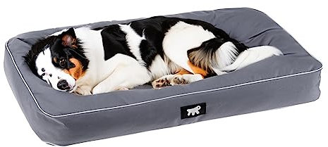 FERPLAST Hundematte Groß - Orthopädisches Hundebett - Hundebett Waschbar & Kratzfest - Hundekissen - Hundebett Flauschig - Herausnehmbare Polsterung - Polo - 95 x 60 x h 8 CM, L, GRAU