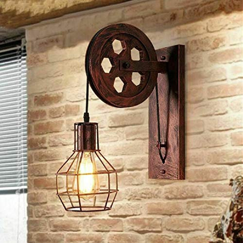 TOHMLAPE E27 Vintage Retro Eisen Wandlampe Wandleuchte Retro Vintage Antik Industrille Wandleuchter Flurlampe Industrielampe Rolle nnen Landhausstil Wand Lampe,Rusty