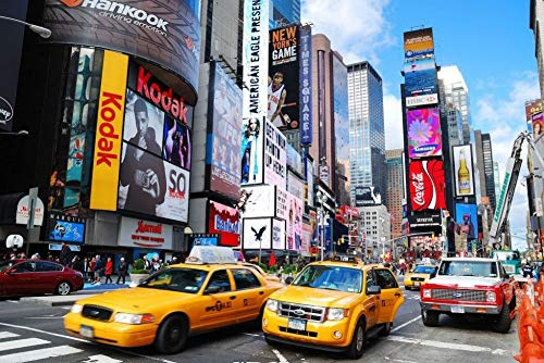 WOWDECOR Kits de peinture par numéros - Peinture à l'huile - Poster de New York - Paysage de rue de voiture - 40,6 x 50,8 cm (voitures, encadrées)