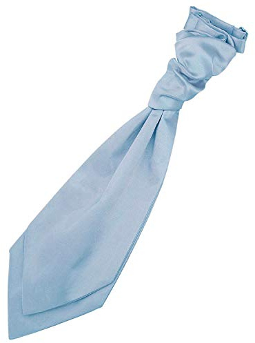 DQT Boys Plain Satin Pre-Tied Scrunchie Cravat - Wedding Pageboy Formal - Dusty Blue