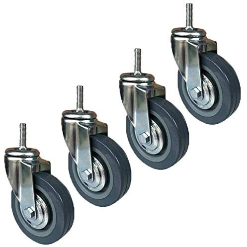 WQSQ 4 Lenkrollen Möbelrollen 75/100mm Schwerlastrollen Mit M10 / M12 Gewinde Universalrad Gummirollen Mit Bremse Tragfähigkeit 270 kg