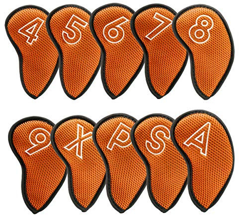 10pcs Golf Iron Covers for Ping, Taylormade, Mizuno, Callaway, Titleist - Orange
