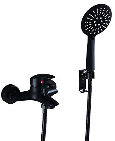 HomeLava Wannenarmatur Schwarz Mischbatterie Badewanne mit 3 Modi Handbrause Wannenbatterie mit Brausegarnitur Messing Duscharmatur mit Brause für Dusche Badewanne