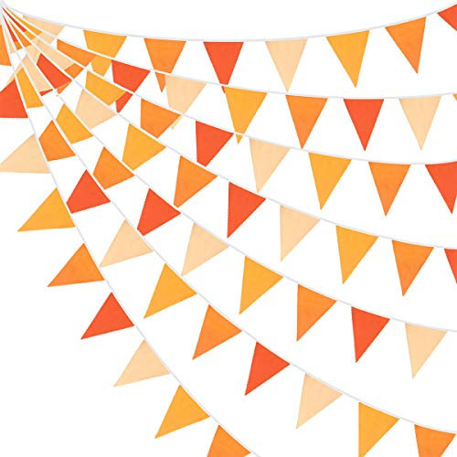 Pink Blume 32Ft Girlande Orange Party Dekoration Kit Wimpelkette Banner Stoff Dreieck Flagge Girlande für Herbst Hochzeit Geburtstag Party Thanksgiving Day Home Outdoor and Indoor Dekorationen