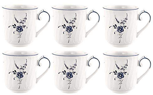 Villeroy & Boch VIEUX LUXEMBOURG Kaffeebecher 6er Set 250ml weiß blau Porzellan