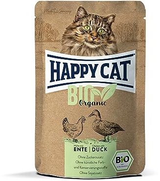 Happy Cat 70488 - All Meat Adult Bio Pouch Ente - Katzen-Nassfutter für ausgewachsene Katzen und Kater - 85g Inhalt