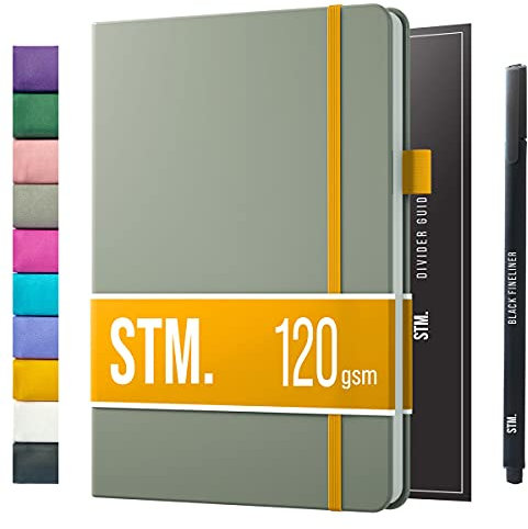 Notizbuch A5 Dotted Bullet Journal Buch und Stift - Gepunktet - Scribbles That Matter Notebook A5 - Auslaufsicheres 120g dickes papier, 215 Seiten, Hardcover Bujo, Hardcover Dot Grid note book
