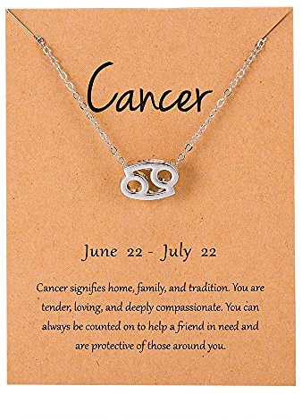 Silver Star Sign Pendant Chain Bracelet - Cancer (22nd June - 22nd July) - Zodiac Constellation Horoscope Celestial Astrology Jewellery - Women Men Gift