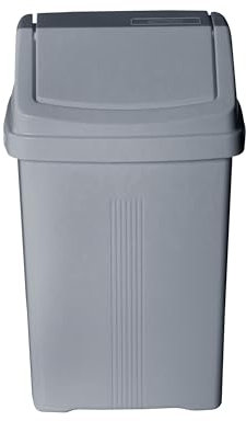 JMS we create smile 8 Litre Swing Lid Bin Waste Recycle Plastic Dustbins Kitchen, Home, Office, Bathroom Rubbish Trash Refused Bins (Silver/Grey, 8L)