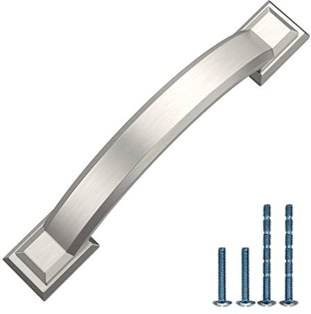 9Build 10 Pack 76mm Brushed Satin Nickel Kitchen Cupboard Handles for Doors and Drawers - Zinc Alloy Wardrobe and Cabinet Handles