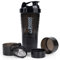 XSUPER Protein Shaker with 3-Compartment Storage - 16oz Twist-Off Cup for Supplements & Pills, Leak Proof Gym Sports Bottle, Black
