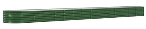 vidaXL Lit Surélevé de Jardin Pot à Fleurs Boîte à Plantes Lit Surélevé Patio Terrasse Extérieur Acier Enduit de Poudre 620x80x36 cm Vert