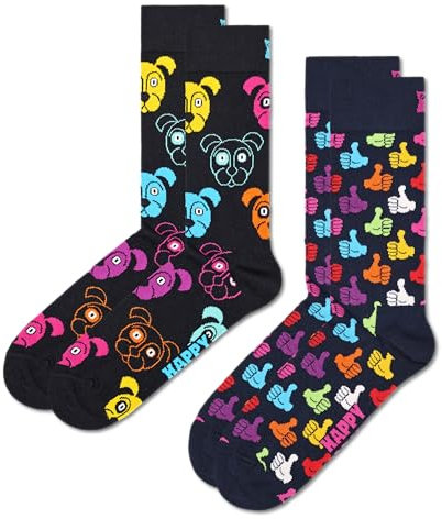 Happy Socks Unisex 2-pack Classic Dog, Mehrfarbig, 41-46 EU