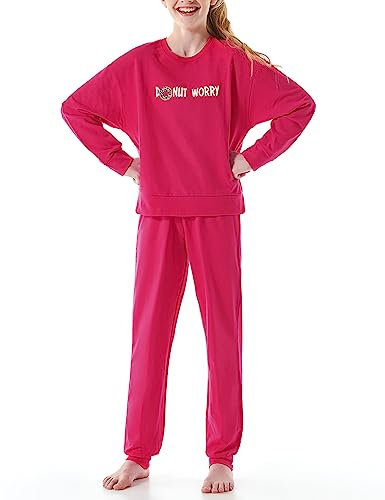 Schiesser Mädchen Schlafanzug Set Pyjama warme Qualitäten Frottee-Fleece-Sweat-Größe 140 bis 176 Pyjamaset, pink_179970, 164