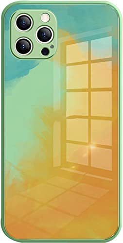 WIKUNA Funda compatible con iPhone 12 Pro Max, funda protectora de cristal templado a prueba de golpes, protección de cámara todo incluido, funda delgada y elegante para iPhone 12 Pro Max (color: B)