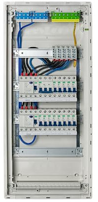 RSE Boîte à fusibles câblée encastrée pour mur creux avec répartiteur Hager, paroi creuse 4 rangées VH48NC, sans protection contre les surtensions