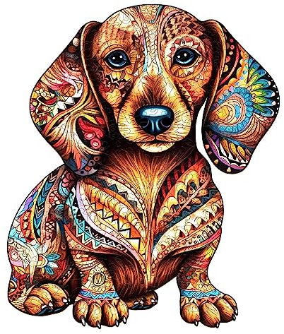Holzpuzzle Erwachsene, 290 Teile Dackel Hund Holz Puzzle Erwachsene, 38x31.9cm Wooden Puzzle, Unregelmäßige Einzigartige Puzzle, Holzpuzzle Tierform, Holz Puzzle Mit Geschenkbox Aus Holz