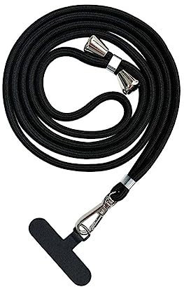 Cordino per Cellulare Universale,Regolabile Cordino da Collo Nylon Catena Collana Tracolla con Toppa di Fissaggio Compatibile con Smartphone dei Casi,Nero