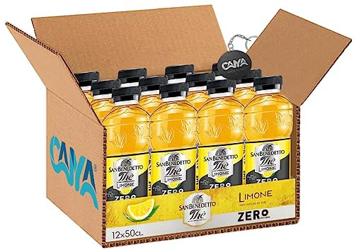 San Benedetto The Zero Senza Zuccheri al gusto di Limone con Infuso di Thè 500ml [CAIYA® BOX da 12 Bottiglie] - Drink Summer 2023