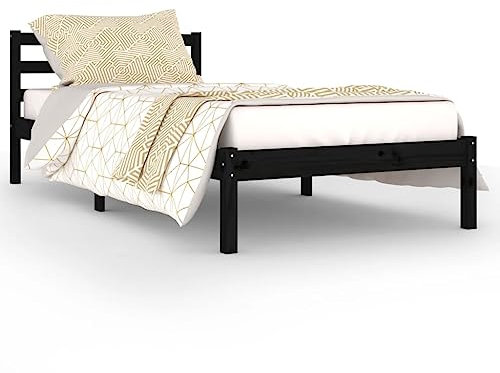 vidaXL Massivholzbett Kiefer 90x200 cm Schwarz